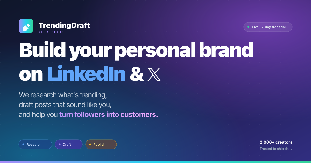 TrendingDraft - AI-Powered Personal Brand Co-pilot for LinkedIn & X